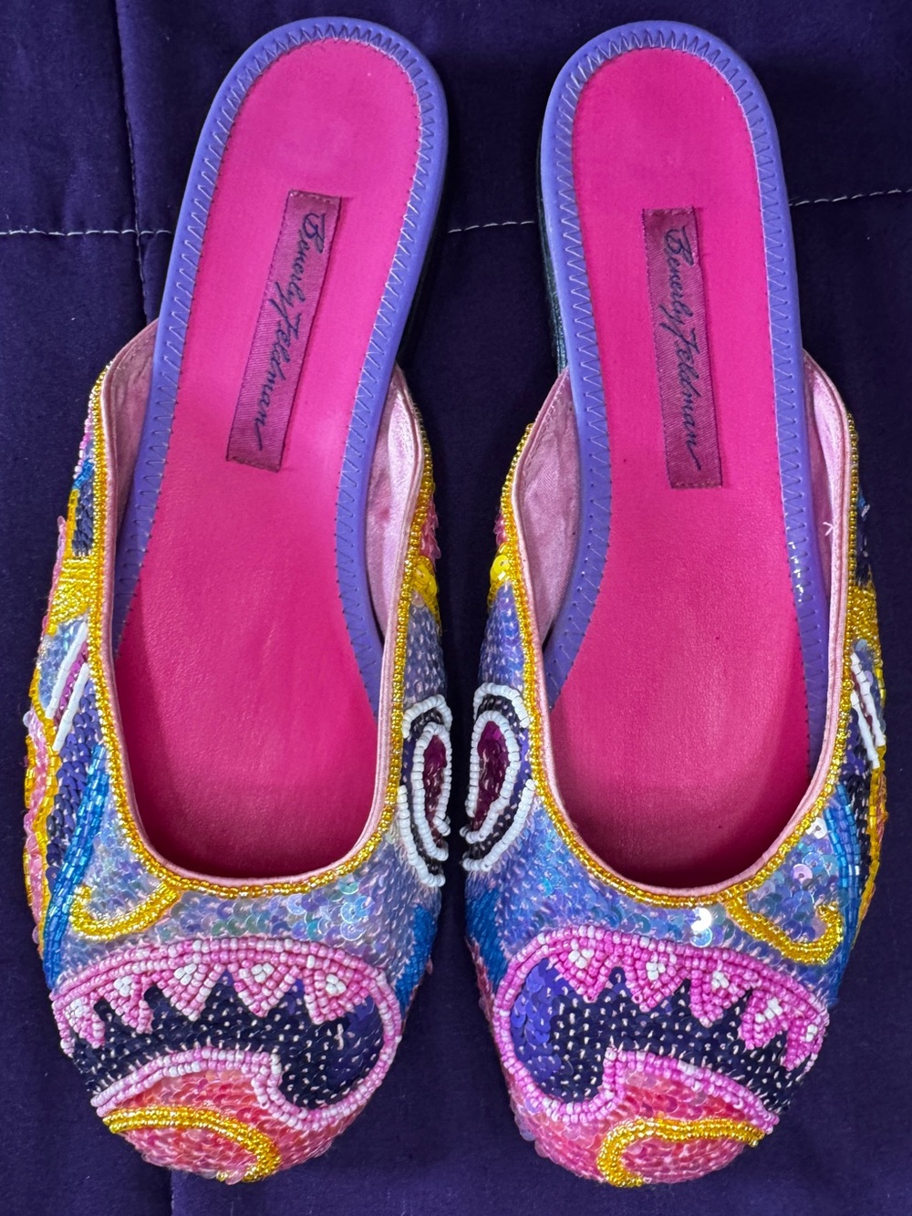 Beverly Feldman Sequin Slip On Flats NWOT